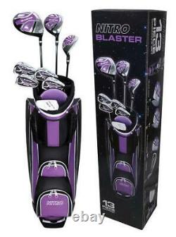 Ladies 13 Piece Golf Club Set Purple Iron Lightweight Cart Bag Flex Complete