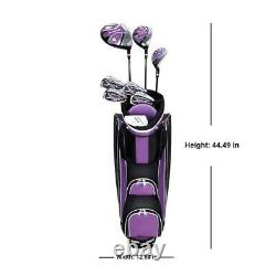 Ladies 13 Piece Golf Club Set Purple Iron Lightweight Cart Bag Flex Complete