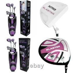 Ladies 13 Piece Golf Club Set Purple Iron Lightweight Cart Bag Flex Complete