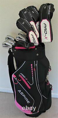 Ladies Golf Set Driver Wood 2 Hybrid Clubs Irons Putter Deluxe Cart Bag Graphite