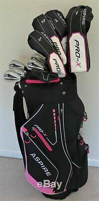 Ladies Petite Golf Set Driver Wood Hybrids Irons Putter Cart Bag Deluxe Model