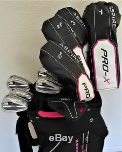 Ladies Petite Golf Set Driver Wood Hybrids Irons Putter Cart Bag Deluxe Model