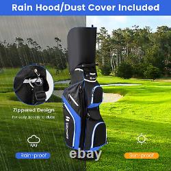 Lightweight Golf Cart Bag with14 Way Top Dividers 9 Pockets Rain Hood Cooler Bag