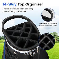 Lightweight Golf Cart Bag with14 Way Top Dividers 9 Pockets Rain Hood Cooler Bag