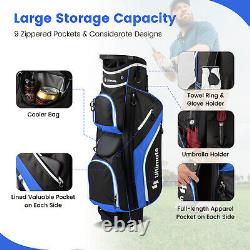 Lightweight Golf Cart Bag with14 Way Top Dividers 9 Pockets Rain Hood Cooler Bag