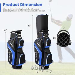 Lightweight Golf Cart Bag with14 Way Top Dividers 9 Pockets Rain Hood Cooler Bag