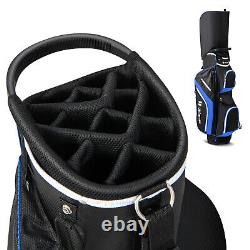 Lightweight Golf Cart Bag with14 Way Top Dividers 9 Pockets Rain Hood Cooler Bag