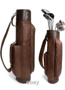 Littlefield & co Leather Golf Bag with Top Divider & Shoulder Strap