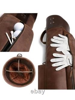 Littlefield & co Leather Golf Bag with Top Divider & Shoulder Strap