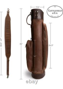 Littlefield & co Leather Golf Bag with Top Divider & Shoulder Strap
