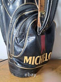 MICHELOB Ultra Beer VTG Black Golf Staff Large Cart Bag 6-Way Divider Leather #2