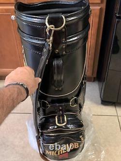 MICHELOB Vintage Black Golf Staff Size Cart Bag 6-Way Top Divider with Cover NEW