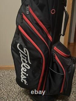 MINT Used Titleist Golf Club Cart Bag 14-Way Divided 12 Pockets Black & Red