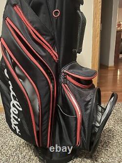 MINT Used Titleist Golf Club Cart Bag 14-Way Divided 12 Pockets Black & Red