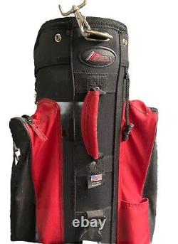 Maker's Mark Datrek Golf Cart Bag Black And Red 7-Dividers 3 Pockets Rain Cover