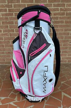 Maxfli U Series 4.0 Golf Cart Bag 14-Way Divider Pink & White EUC