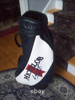 Michelob Light Beer/PGA Tour Golf Staff Cart Bag / 6-Way Divider / Leather /Blue