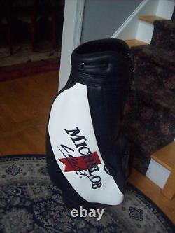 Michelob Light Beer/PGA Tour Golf Staff Cart Bag / 6-Way Divider / Leather /Blue