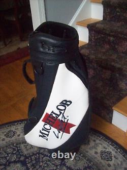 Michelob Light Beer/PGA Tour Golf Staff Cart Bag / 6-Way Divider / Leather /Blue