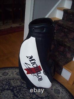 Michelob Light Beer/PGA Tour Golf Staff Cart Bag / 6-Way Divider / Leather /Blue