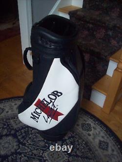 Michelob Light Beer/PGA Tour Golf Staff Cart Bag / 6-Way Divider / Leather /Blue