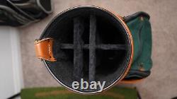 Miller Golf Bags Cart Bag Brown Leather & Green Canvas 6 Way Divider EUC