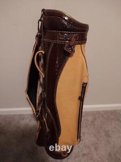 Miller Golf Cart Bag 6 Way Crocodile Faux Leather USA Beige Wow Rare Find Classy