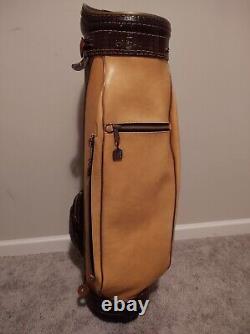 Miller Golf Cart Bag 6 Way Crocodile Faux Leather USA Beige Wow Rare Find Classy
