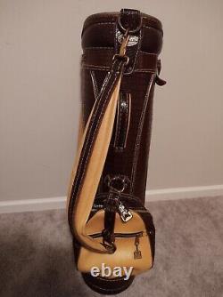 Miller Golf Cart Bag 6 Way Crocodile Faux Leather USA Beige Wow Rare Find Classy