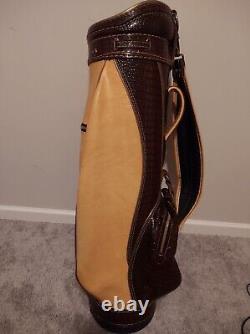 Miller Golf Cart Bag 6 Way Crocodile Faux Leather USA Beige Wow Rare Find Classy