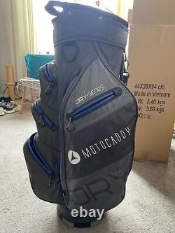 Motocaddy Dry Series Cart Bag 14 way Divider Charcoal/Blue Waterproof v/good