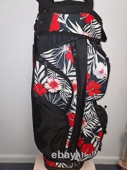 NAPLES BAY Posh Performance Ladies Golf Cart Bag- RED & BLACK Floral Pattern