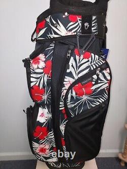 NAPLES BAY Posh Performance Ladies Golf Cart Bag- RED & BLACK Floral Pattern