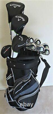 NEW Mens LH Callaway Golf Set Driver, Wood, Hybrid, Irons, Putter Cart Bag Lefty