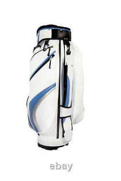 NEW Motor Power and Caddy 14 Way Divider Cart / Trolley Golf Bag White/Blue