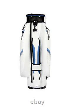 NEW Motor Power and Caddy 14 Way Divider Cart / Trolley Golf Bag White/Blue