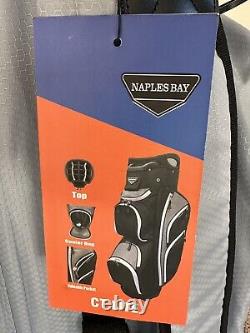 NEW Naples Bay CT Lite Golf Cart Bag 15-Way Gray/Teal Ten Pockets
