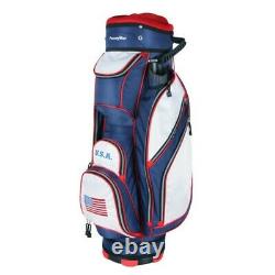 NEW PowerBilt Golf USA Flag 5400 Cart Bag 14-way Top Red / White / Blue