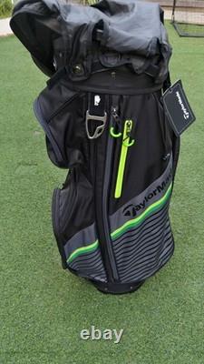 NEW TaylorMade Select Golf Cart Bag 14-Way Divider Black/Neon Green with Hood NEW TaylorMade Select Golf Cart Bag 14-Way Divider Black/Neon Green with Hood