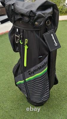 NEW TaylorMade Select Golf Cart Bag 14-Way Divider Black/Neon Green with Hood