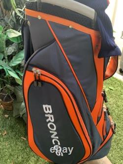 NFL DENVER BRONCOS Golf Club Cart Bag, 10 Way, Matching Headcovers