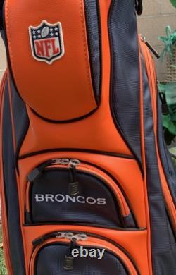 NFL DENVER BRONCOS Golf Club Cart Bag, 10 Way, Matching Headcovers