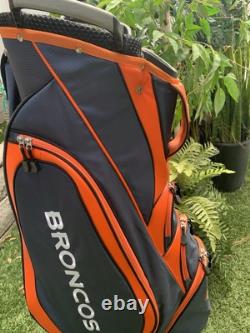 NFL DENVER BRONCOS Golf Club Cart Bag, 10 Way, Matching Headcovers
