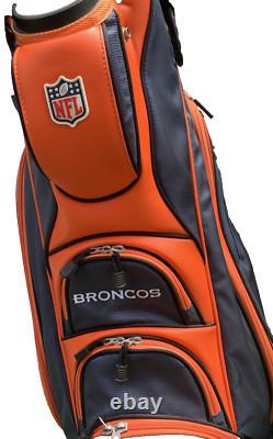 NFL DENVER BRONCOS Golf Club Cart Bag, 10 Way, Matching Headcovers
