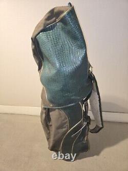 NICE CLASSIC Vintage Golf Bag Leather Green 14-Way Cart Bag with Rain Cover Gofing