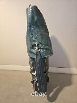 NICE CLASSIC Vintage Golf Bag Leather Green 14-Way Cart Bag with Rain Cover Gofing