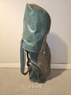 NICE CLASSIC Vintage Golf Bag Leather Green 14-Way Cart Bag with Rain Cover Gofing