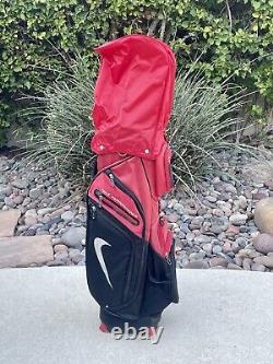 NIKE Performance Golf Bag Cart Bag Lightweight 14 Way Red Black Rain Hood