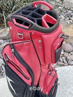 NIKE Performance Golf Bag Cart Bag Lightweight 14 Way Red Black Rain Hood