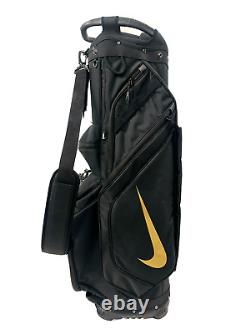 NIKE Performance Golf Cart Bag 6 Way Divider Black and Gold with cool bag NEW